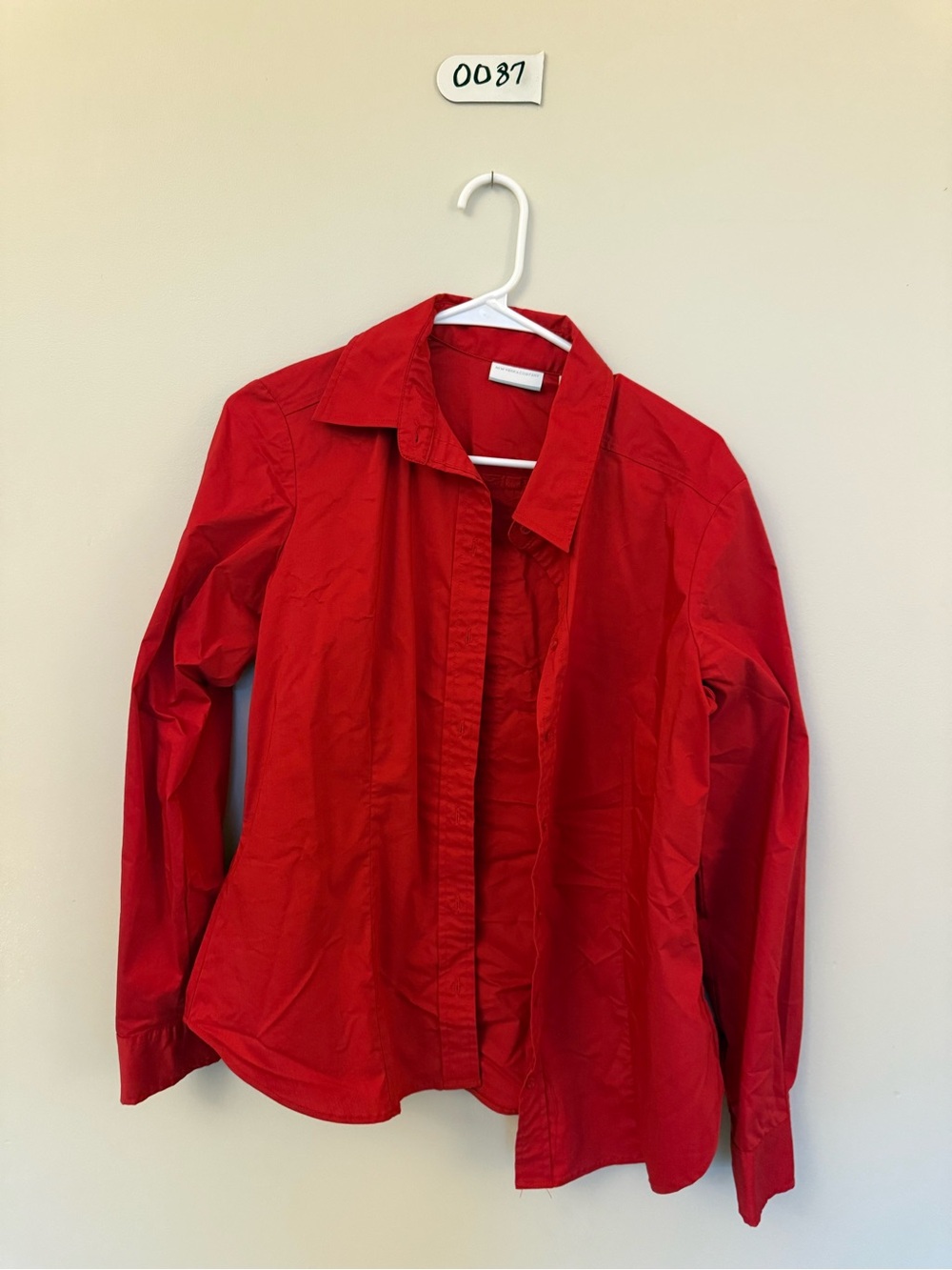 New York & Company Red Button-Front Blazer Jacket